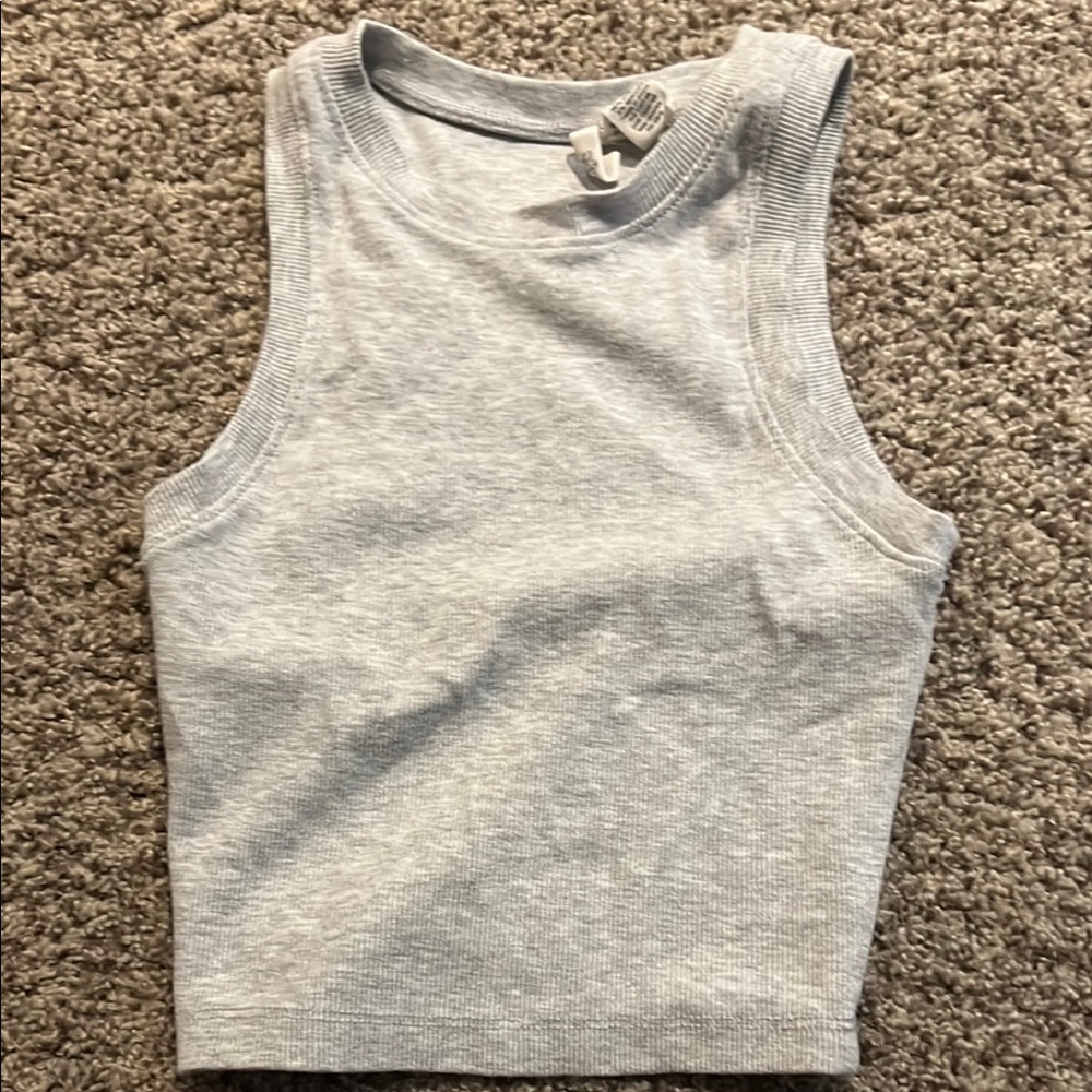 Gray Sleeveless Ribbed Women's Top